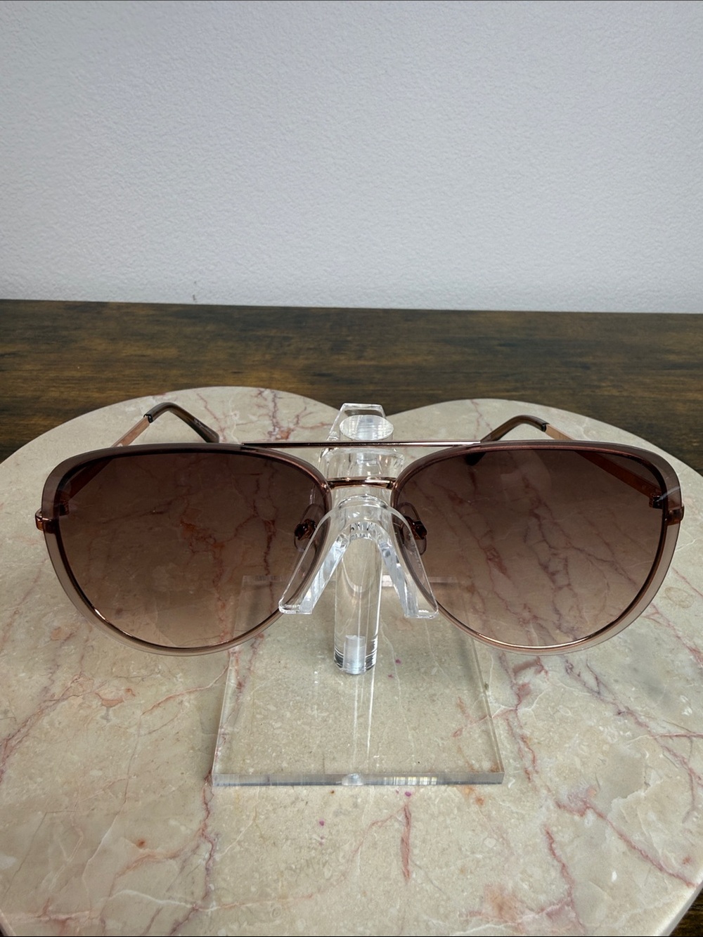 Aviator Sunglasses in Translucent Brown - Women's Stylish Sunwear
